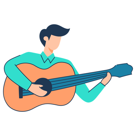 L'homme joue de la guitare  Illustration