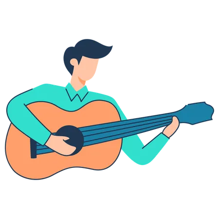 L'homme joue de la guitare  Illustration