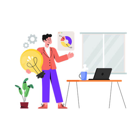 L'homme obtient une idée innovante  Illustration