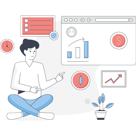 L'homme parle d'analyse financière  Illustration