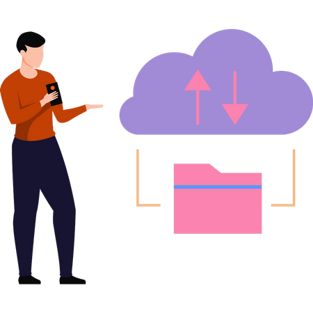 L'homme partage des données cloud  Illustration