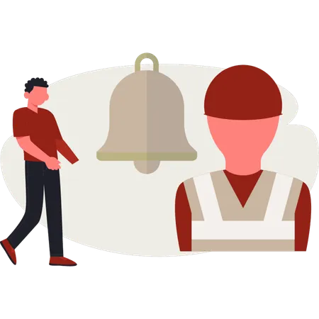 L'homme pointe l'alerte d'urgence  Illustration