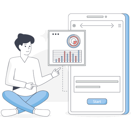L'homme pointe un graphique commercial  Illustration