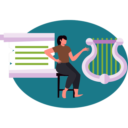 L'homme pointe une lyre  Illustration
