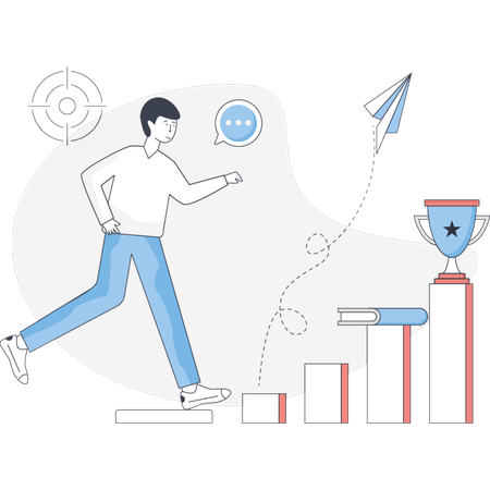 L'homme qui marche dans la trajectoire éducative  Illustration