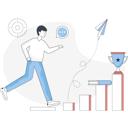 L'homme qui marche dans la trajectoire éducative  Illustration