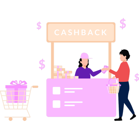 L'homme reçoit une offre de cashback  Illustration