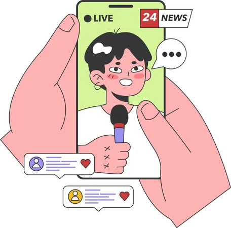 L'homme regarde les informations en ligne  イラスト