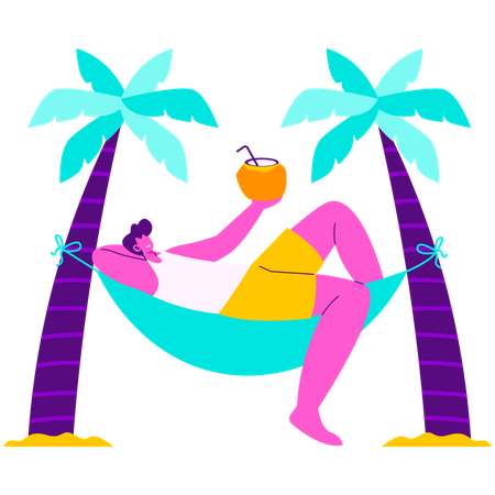 L'homme se détend dans un hamac  Illustration