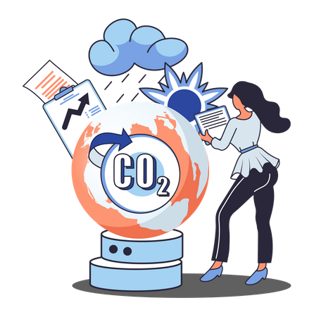 Liberación de dióxido de carbono a la atmósfera  Ilustración