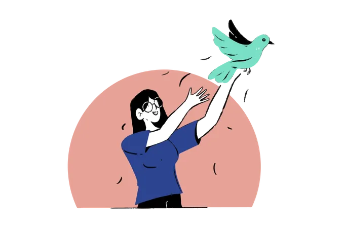 Liberación de aves  Ilustración