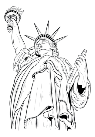 Download Premium Hand Drawn Illustration Of Liberty Statue 일러스트레이션