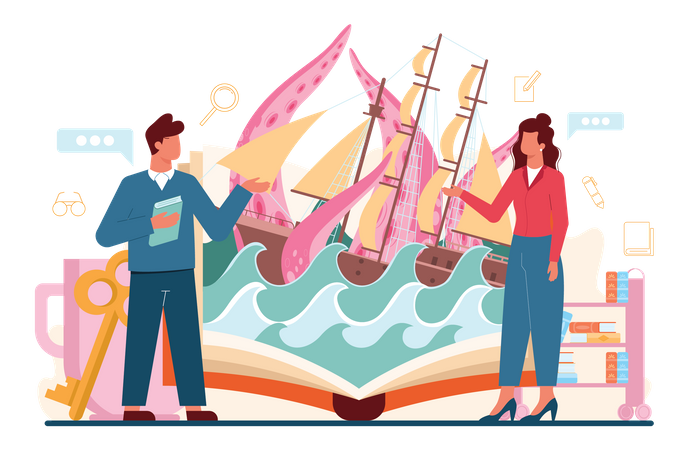 Librarian holding book  일러스트레이션