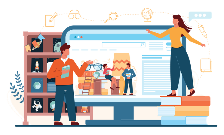 Librarian online service  일러스트레이션