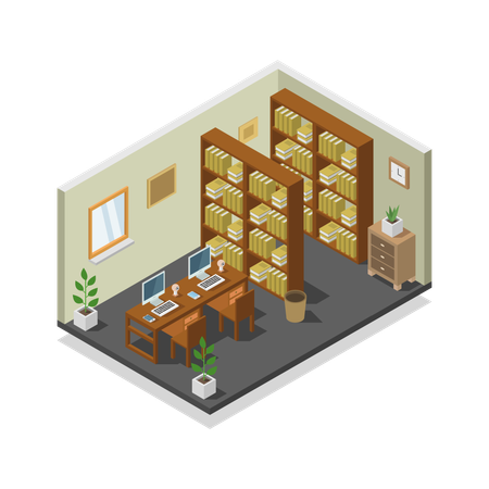 Library Interior  Illustration