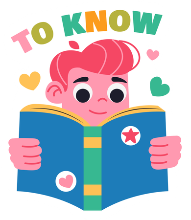 Libro de lectura de niño  Ilustración