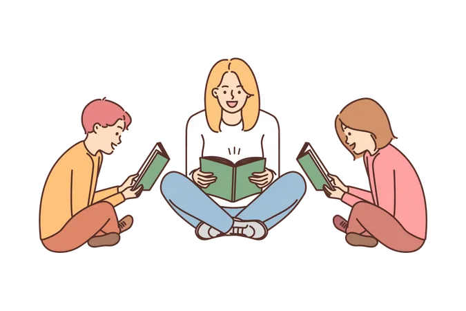 Libro de lectura de madre e hijos  Ilustración