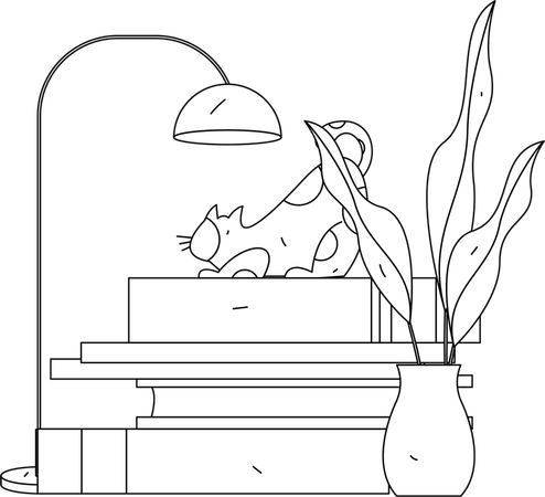 Libros sobre mesas  Ilustración