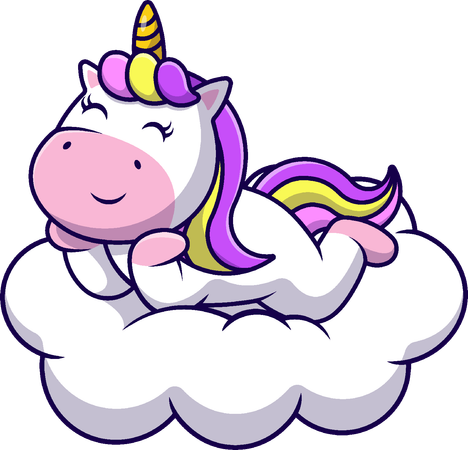 Licorne posée sur un nuage  Illustration