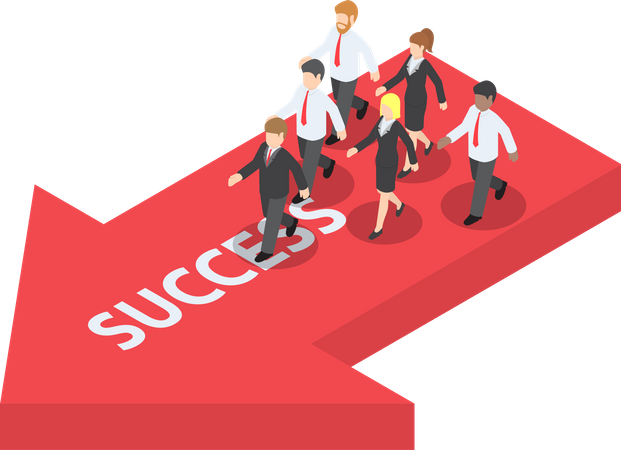 Líder empresarial traz sua equipe para o sucesso  Ilustração