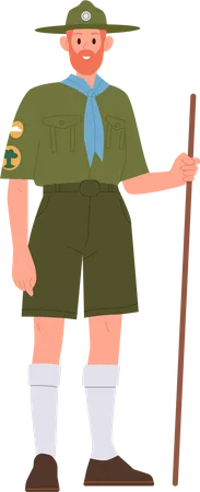 Maestro líder scout con uniforme  Ilustración