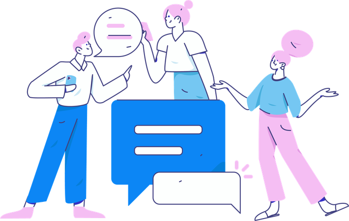 Líderes de equipe discutem por meio de mensagens online  Ilustração