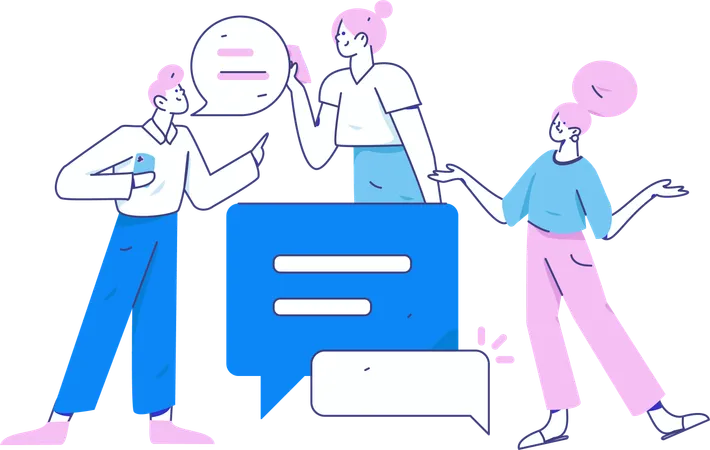 Líderes de equipe discutem por meio de mensagens online  Ilustração