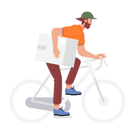 Lieferant fährt Fahrrad  Illustration