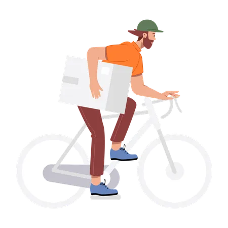 Lieferant fährt Fahrrad  Illustration