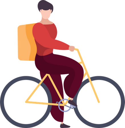 Lieferant fährt Fahrrad  Illustration