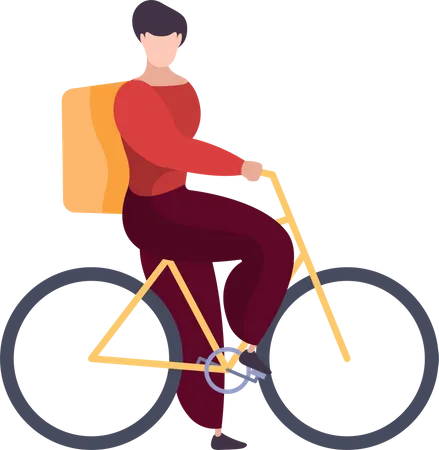 Lieferant fährt Fahrrad  Illustration