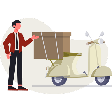Lieferant auf Roller  Illustration