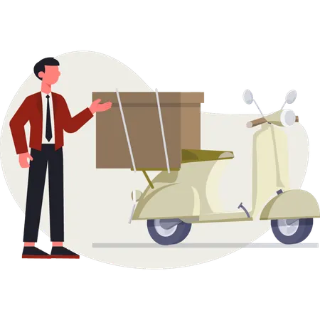 Lieferant auf Roller  Illustration