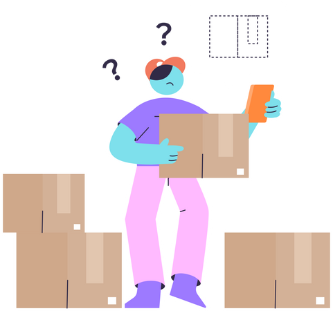 Lieferant findet verlorenes Paket eines Kunden  Illustration