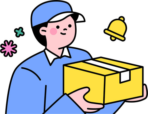 Zusteller hält Paket  Illustration