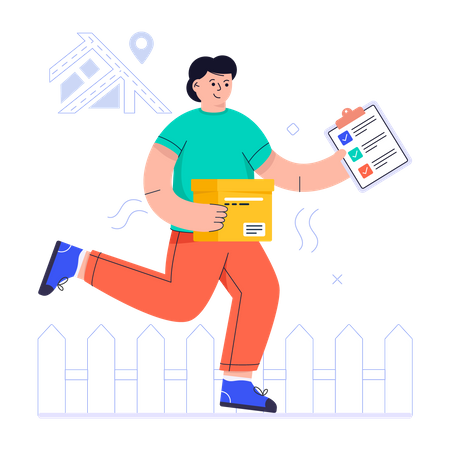 Lieferant liefert Paket ab  Illustration