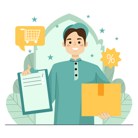 Lieferant mit Lieferbox  Illustration