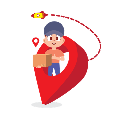 Lieferant heftet Lieferadresse an  Illustration