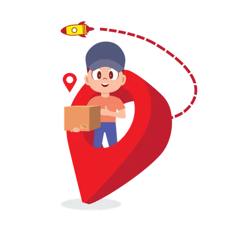 Lieferant heftet Lieferadresse an  Illustration