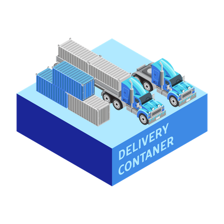 Liefercontainer und LKW  Illustration