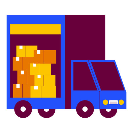 Lieferwagen und Paketkartons  Illustration
