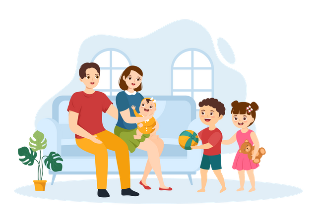 Liens familiaux avec les enfants et les parents  Illustration