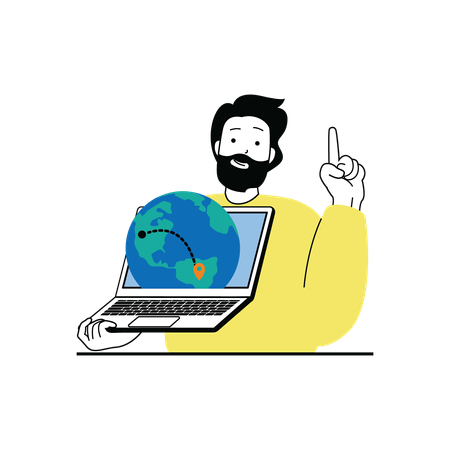 Lieu de vacances en ligne  Illustration