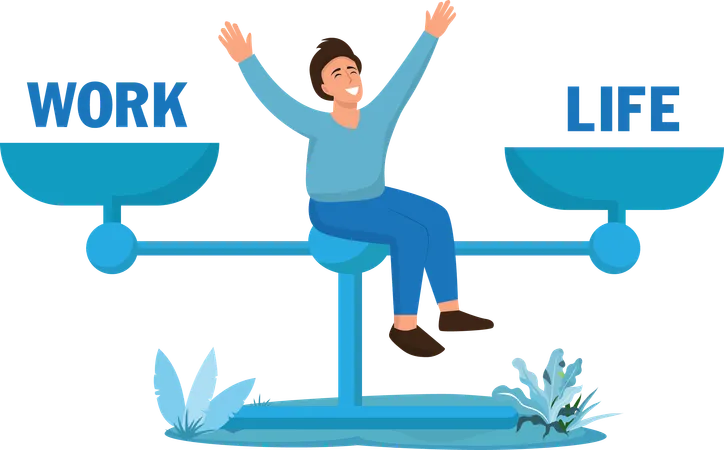 Life And Work Balance On Scales Man Keep Harmony Choose Between Career And Money Versus Health And Time Leisure Or Business Comparison Stress And Healthy Life Family Love Versus Job Vector Illustration