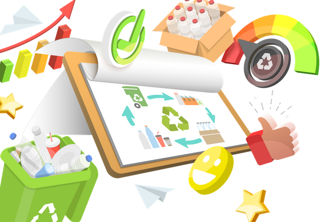 Life Cycle of Plastics Recycling Process  Illustration