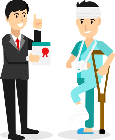 Life Insurance Manager Gives Medical Insurance To Patient Illustration