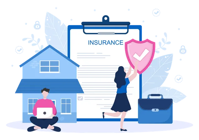 Life Insurance Design Can Be Used As Healthcare Finance Medical Services Social Benefits Emergency Risks And Pension Funds Vector Illustration 일러스트레이션