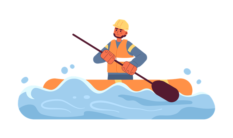 Lifeguard on inflatable boat  Illustration