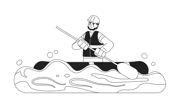 Lifeguard on inflatable boat  Illustration