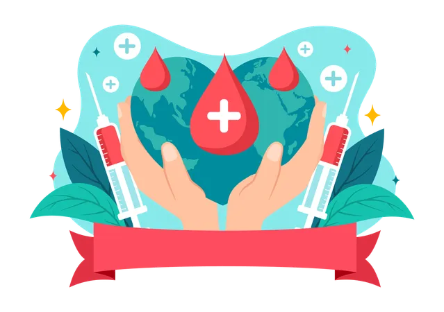 World Blood Donor Day Vector Illustration On June 14 With Human Donated Bloods For Give The Recipient In Save Life In Flat Cartoon Background 일러스트레이션